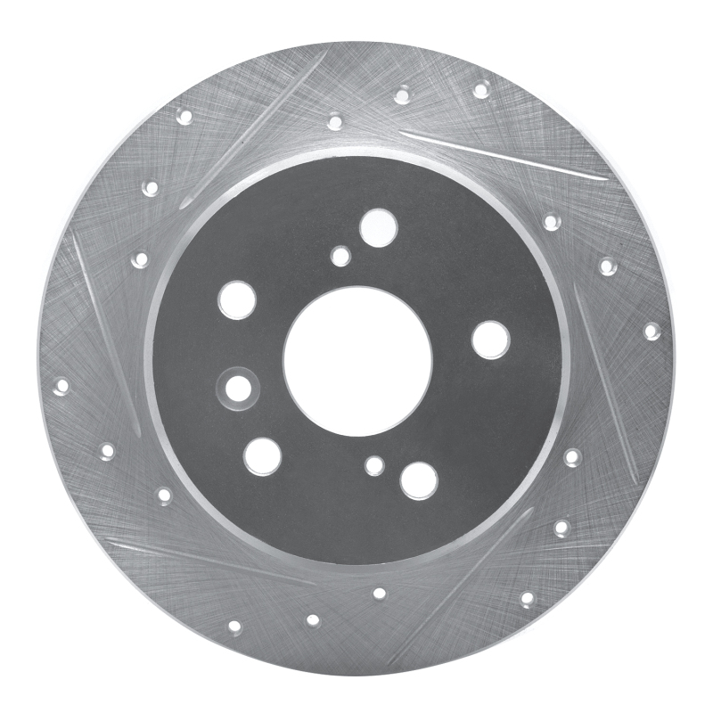 Lexus ES300 Brake Rotor (1) - Rear Left - R1 Concepts - Drilled & Slotted - Silver - `92-`03